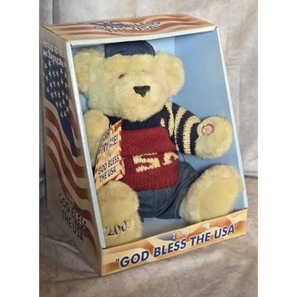 Dan-Dee 4th Of July Plush Singing Teddy Bear God Bless the USA 2003‎